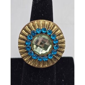 Unbranded Cocktail Ring Women Size 8.5 Gold Blue Green Good Sunburst Statement